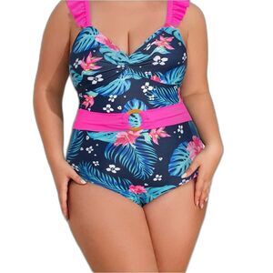 One Piece Tropical Print Swimsuit - Size 16W - NWOT